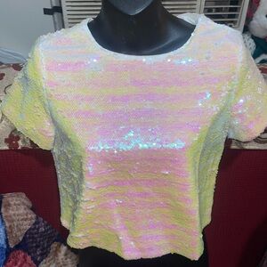 Iridescent sequin top